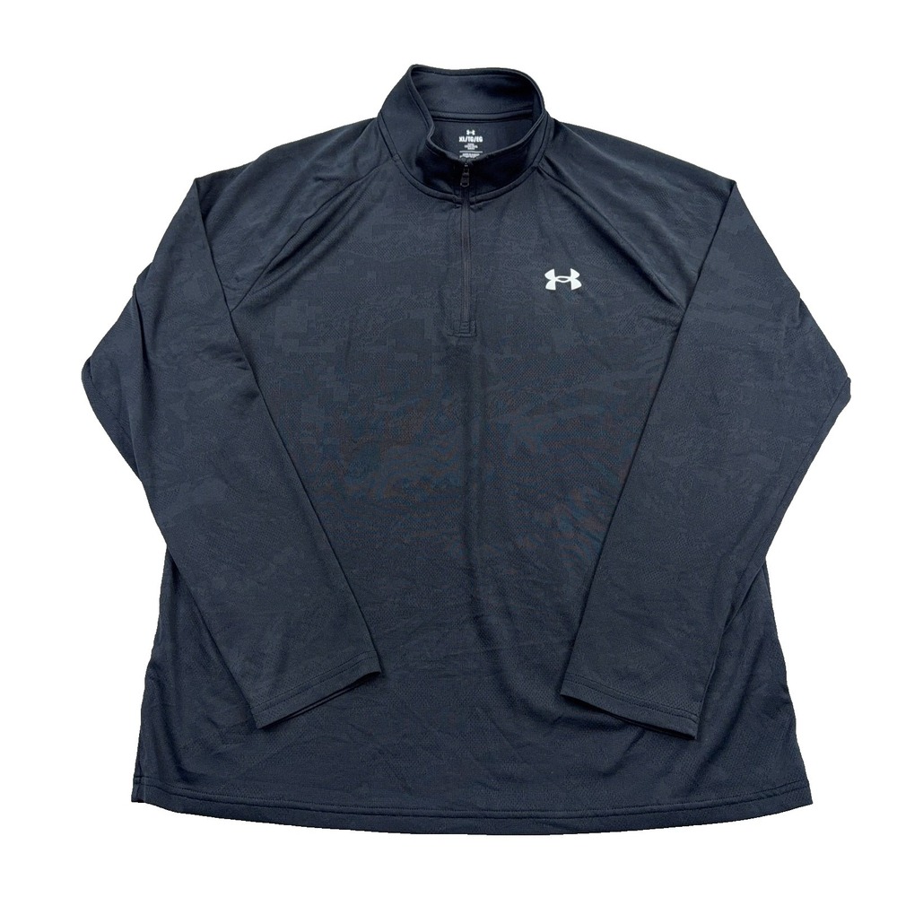 Under Armour Shirt Men XL Black Camo Pullover Quarter Zip Performance Running